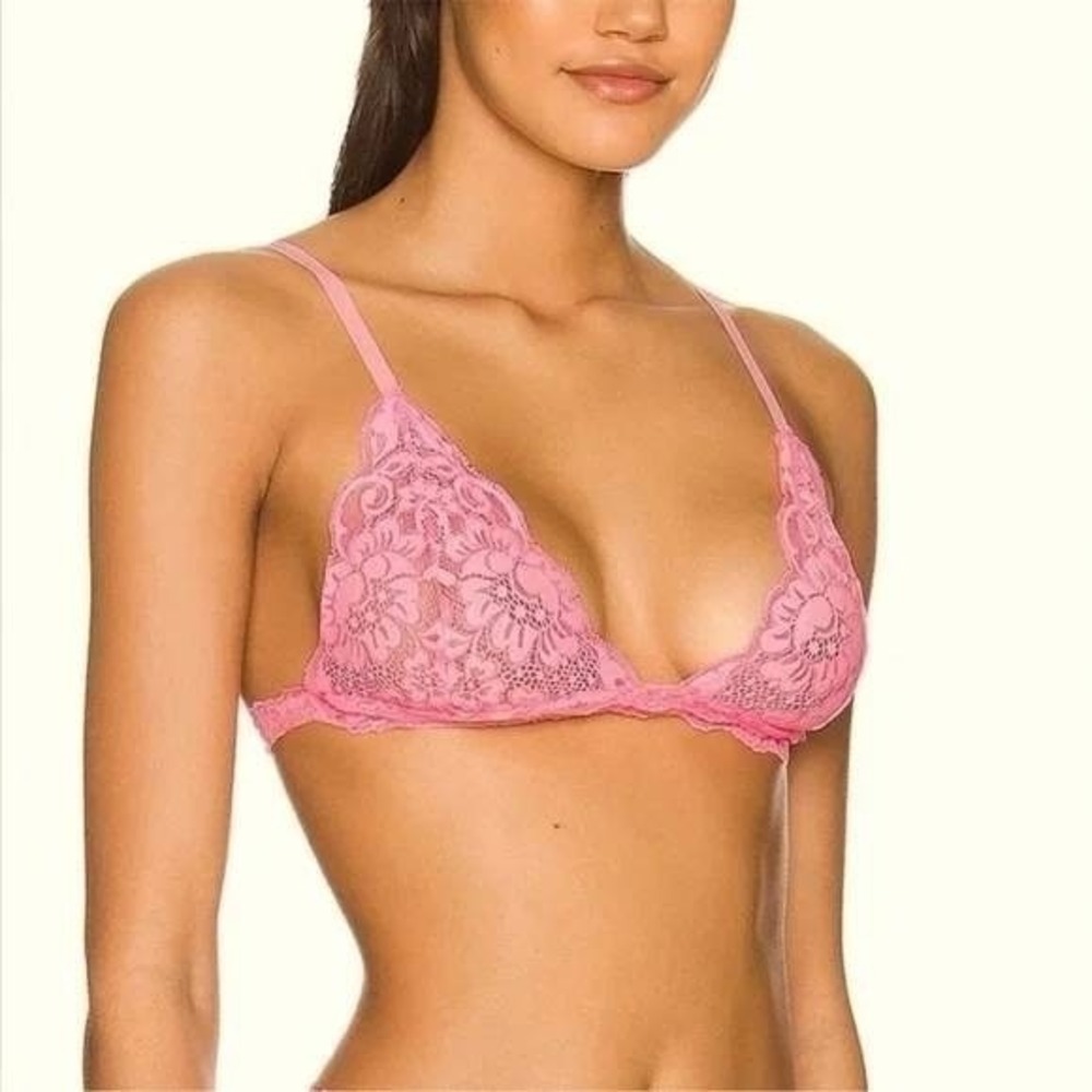 NWT Free People HAH Chi Lace Bralittle M Bubble Gum Pink Y2K Festival Baddie Eco